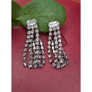 Vintage Rhinestone Screw On Earrings - Formal Wear Jewelry - Wedding Earrings